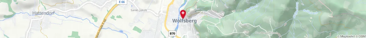 Map representation of the location for Apotheke Weisser Wolf in 9400 Wolfsberg